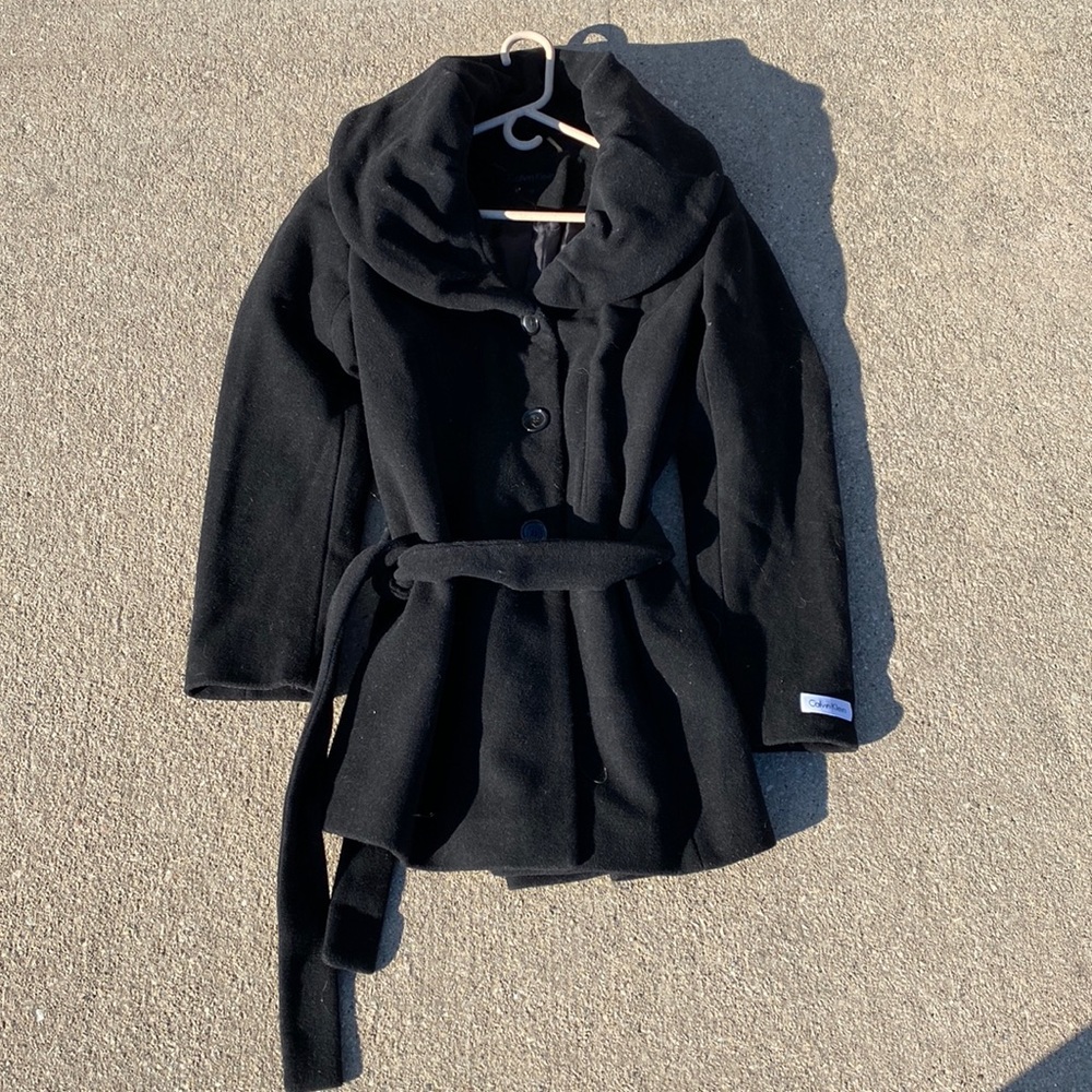 🌈 Calvin Klein Dramatic Collar Wool Pea Coat - Women’s 12